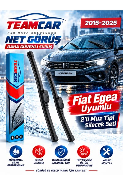 bestuning TeamCar Fiat Egea 2015-2025 Uyumlu 2'li Muz Tipi Ön Cam Silecek Seti
