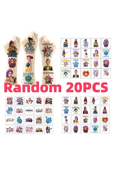 BANDAI مجموعة عشوائية من 20 قطعة/مجموعة من ملصقات الوشم المؤقتة الكرتونية الر...
