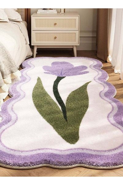 Generic Brand LOOPITYS Rectangular carpet, purple tulip carpet, (120x50cm) im...