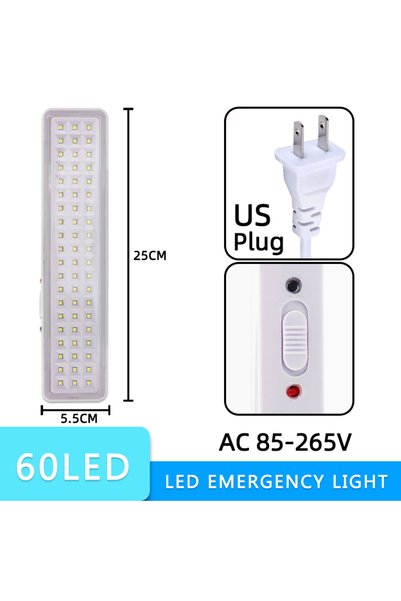 Choice Cold White US Plug 60LED 3 Modes Dimmable 30/60LED Rechargeable Emerge...
