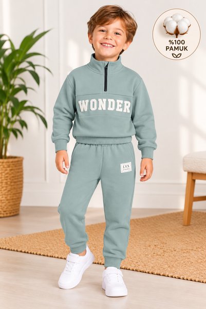 Lovexi Winter 3 Threaded Yarn Half-Zip Top and Bottom Set (3-7 Years Old)