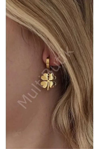 Multi JEWEL Stainless Steel Clover Earrings-Silver