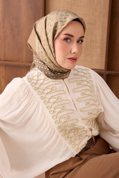 Silk Home وشاح حرير تويل ميهينك مينك