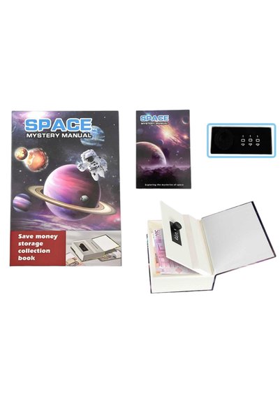 Krista Pusculita Seif In Forma De Carte Spatiul Encyclopedia 18 cm Cu Cifru 3...