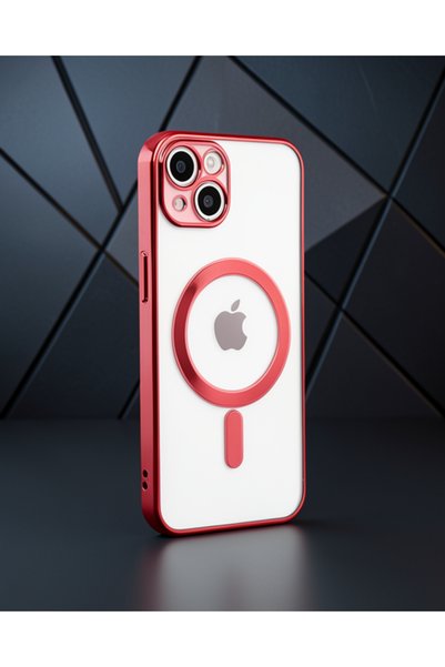 teknodayım Apple iPhone 14 Plus Case Magneticsafe Laser Silicone - Red