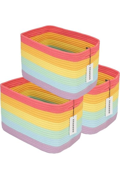 XUANGUO Rope storage Basket Bins Woven Basket for Organizing Shelves Rectangl...