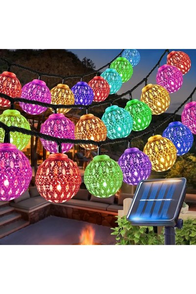 Choice 6.5M 30LED Color Outdoor Solar Moroccan Ball String Light-50/30/20 LED...