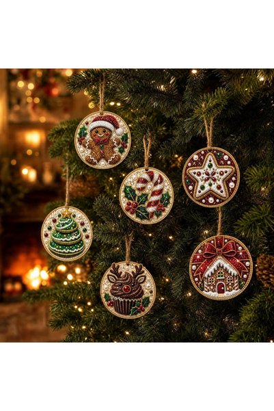 Choice C 5D Full Round Drill Diamond Painting Kit 6Pcs Christmas Round Hangin...