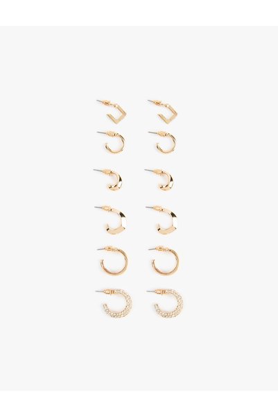 Koton Stone Detailed 6-Piece Hoop Earring Set