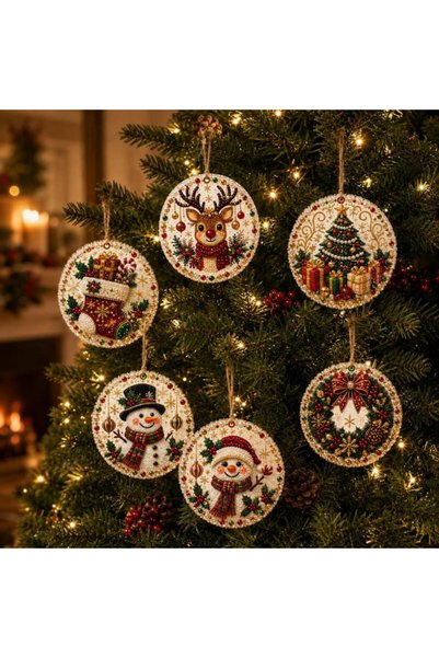 Choice A 5D Full Round Drill Diamond Painting Kit 6Pcs Christmas Round Hangin...