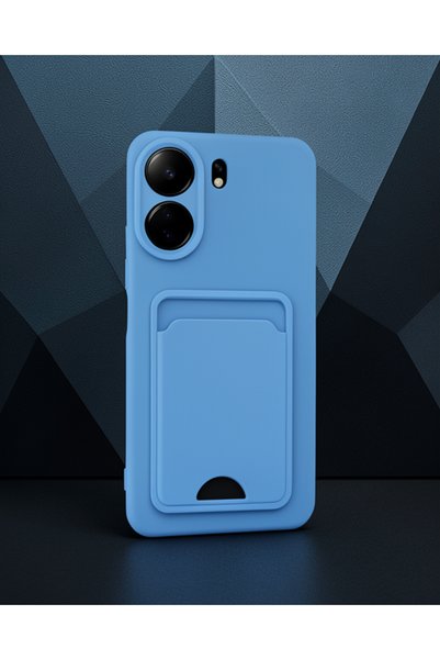 Generic Brand حافظة هاتف Xiaomi Redmi 13c من السيليكون مع بطاقة عمل كلفن - أزرق