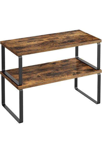 SONGMICS Cabinet Organizer Shelf, Set of 2 Kitchen Counter Shelves, Kitchen S...