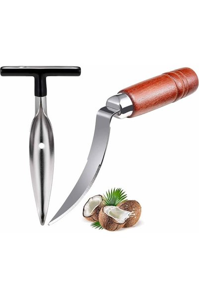 Tazweeq Coconut Cracking Tool Set, Includes Stainless Steel Coconut Cracker a...