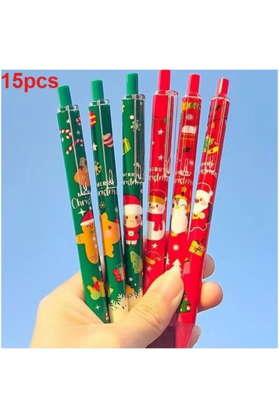 Choice 15pcs Random 15/30pcs Christmas 0.5mm Gel Pen, Snowman Reindeer Santa ...