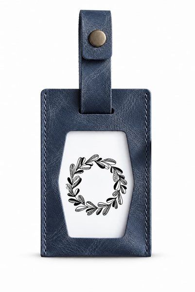 CüzCan Genuine Leather Antique Navy Blue Luggage Tag – Snap-On Suitcase Tag, ...