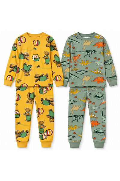 zahider Boy's 100% Cotton 2-Piece Advantageous Long-Sleeved Pajama Set