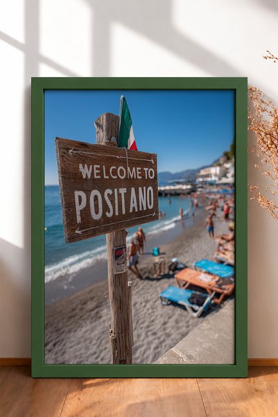HOMEPACK Positano Beach Wooden Sign Framed Painting Italy Poster Living Room ...