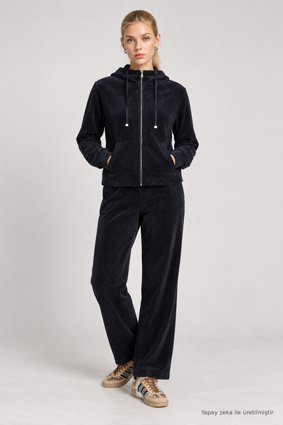 Lovelyİstanbul Hooded Premium Selection Top and Bottom Set Lby0111 Dark Blue