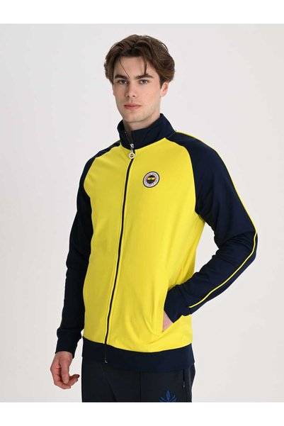 Fenerbahçe Sarı Tribün Nakış Logolu Erkek Oversize Sweatshirt