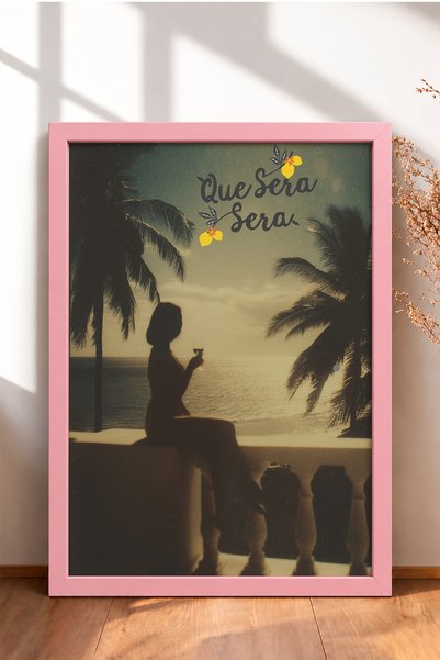 HOMEPACK Que Sera Sera at Sunset Women Framed Painting Italy Poster Living Ro...