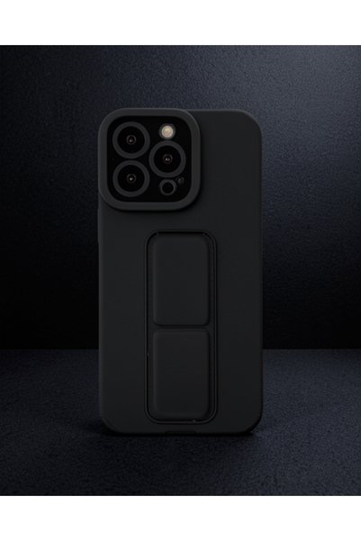 teknodayım Apple iPhone 14 Pro Case with Mega Stand Silicone - Black