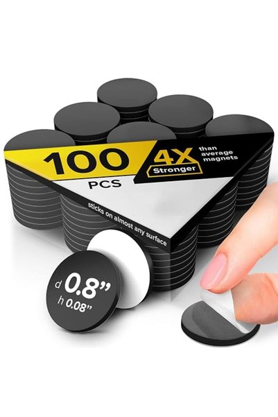 SWIUKPHE Self Adhesive Magnet Dots 0.8" x 0.8", 100 Pcs Peel & Stick Flexible...
