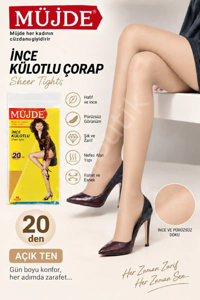 Müjde 20 Den Thin Pantyhose – Light Skin-M