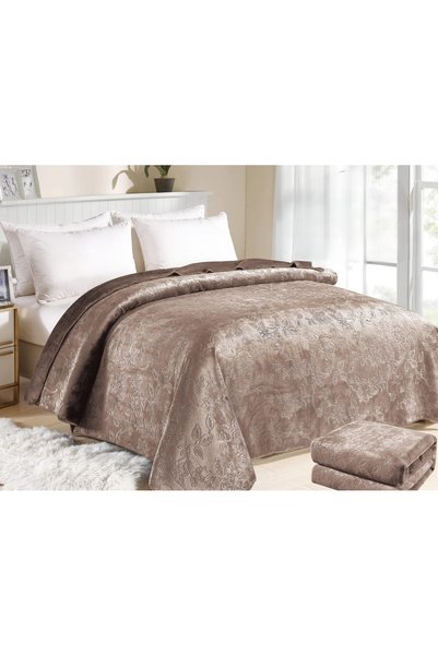 Sweet Dream 4 kg Velvet Blanket with Fur Features a Patterned Engraved Design...