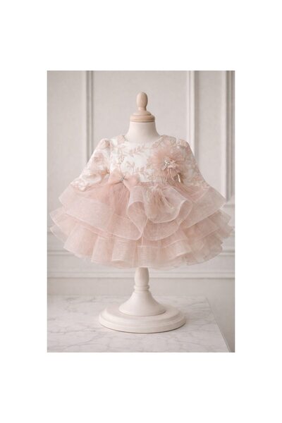 OEM Christening dress with headband and booties, pink, 56-62 cm, set for girls