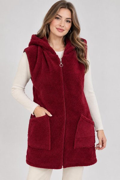 Orly More Peluş Teddy Fermuarlı Kolsuz Yelek