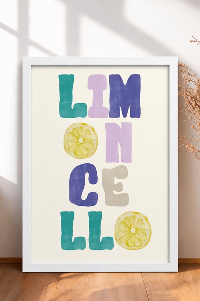 HOMEPACK Limoncello Written Colorful Typography Framed Painting Italy Poster ...