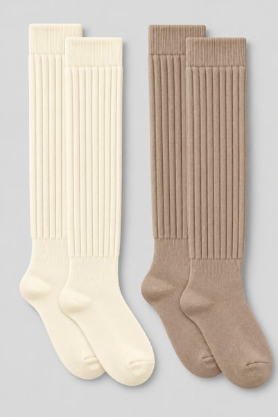 Ada Çorap & İç Giyim Women's 2-Pack Thick Ribbed Knitted Knee-High Socks