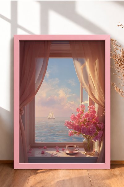 HOMEPACK Sea and Sailboats View from the Window Framed Painting Italy Poster ...