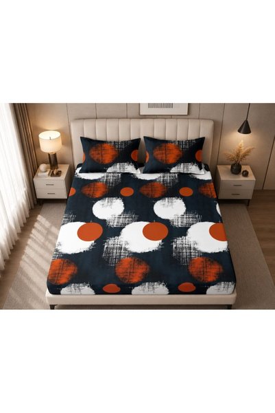 OEM Cearșaf de pat și 2 fețe de pernă, cu elastic, pentru 2 persoane, Finet, ...