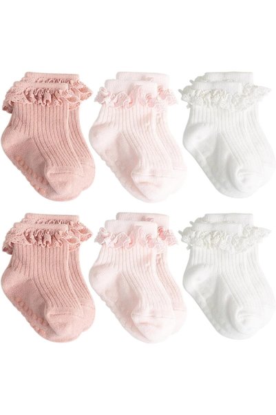 Generic Baby Girl Toddlers Socks with Non-slip Grip Cute Frilly Ruffle Ankle ...