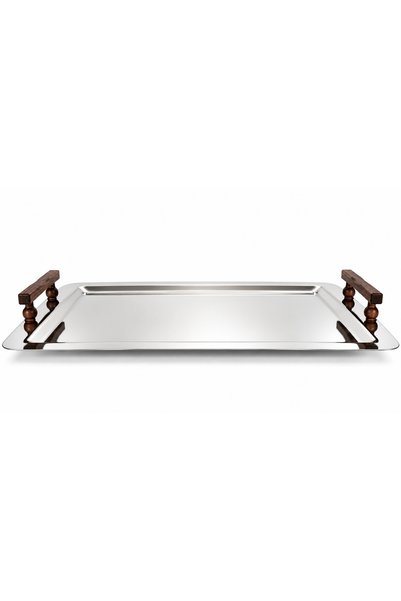 Wahat Aliamtiaz Luxury Stainless Steel Tramms Set for Guest Serving with Wood...