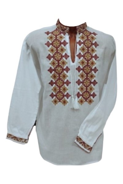OEM Bluză tradițională pentru bărbați, alb-multicolor, mărimea 2XL