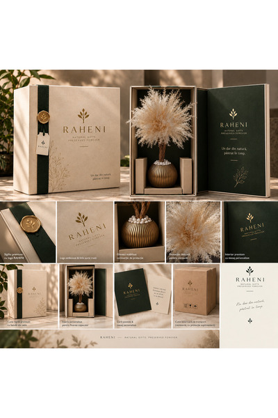 Raheni Copac Decorativ Stabilizat Cadou Crem Negru Auriu Gold Ghiveci Plante ...
