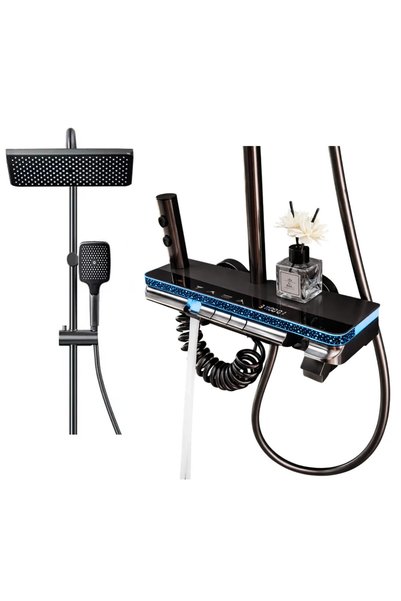 UNİBOX Coloana de Dus Smart cu LED si Termostat, 4 Moduri, Butoane de Selecti...