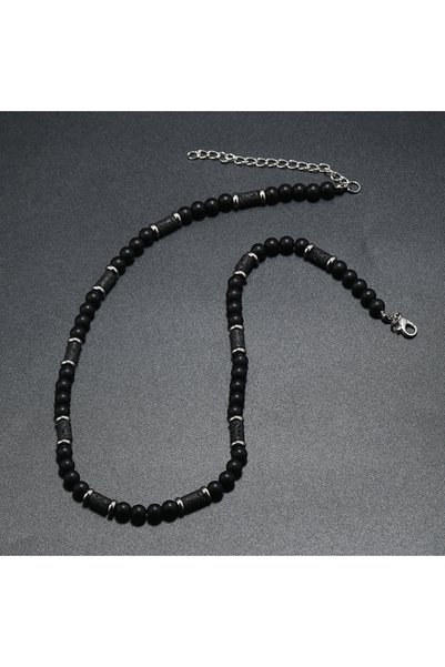 Choice Black style New Bohemian Men's Beaded Necklace Tiger Stone Natural Sto...