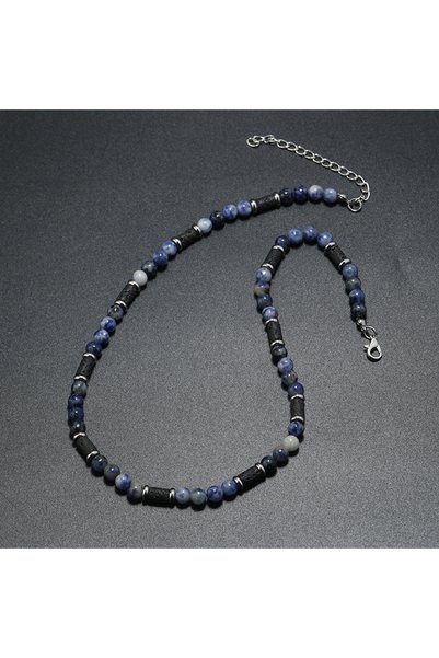 Choice Blue Dot Style New Bohemian Men's Beaded Necklace Tiger Stone Natural ...