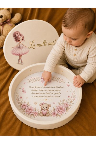 OEM Tavă elegantă pentru ceremonia de tuns, cu capac, finisaj catifelat, impr...