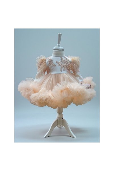 OEM Christening dress, set with headband and booties, pink, 74-80 cm