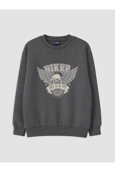 LC Waikiki Ozmarka New Season Gray Printed Boys' Sweatshirt