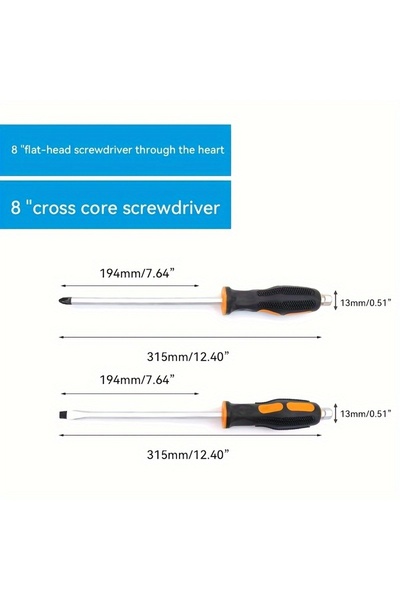 Choice 2pcs 8inch 2pcs Set 6-8 Inch Anti-slip Go-through Hammer Screwdriver M...