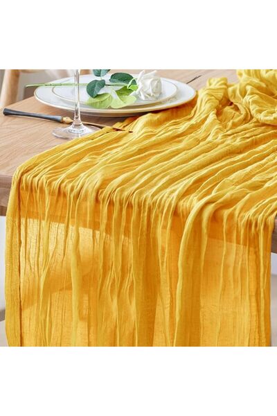 MLADEN Cheesecloth Table Runner 157inch Boho Gauze Cheese Cloth Runner for Te...