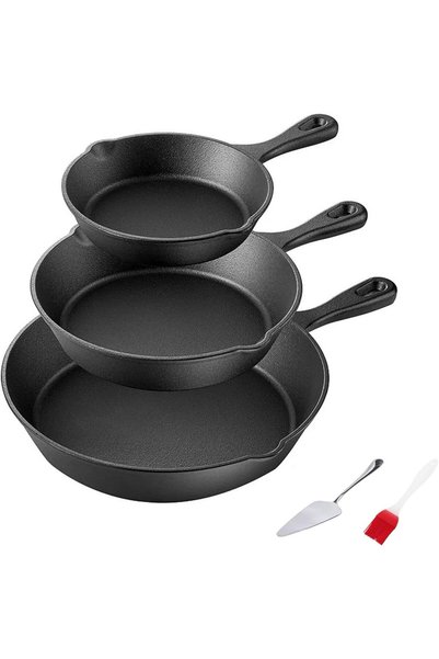 Generic 3-Piece Cast Iron Frying Pan Set – 6.9”/8.5”/10” Skillets for Kitchen...