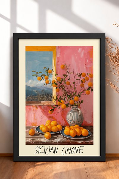 HOMEPACK Sicilijanski limun, citrusska slika u okviru, italijanski poster, zi...