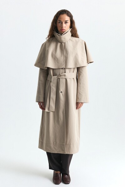 Antioch Long Trench Coat with Cape