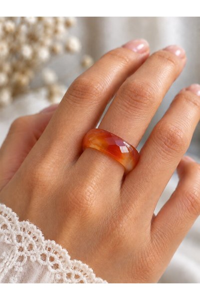 Yasamtohumu Yemen Agate Stone Thick Faceted Cut Ring – 9*4mm Thickness (63814...